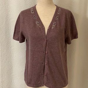 The Limited Lilac Wool Short Sleeve Cardigan Med